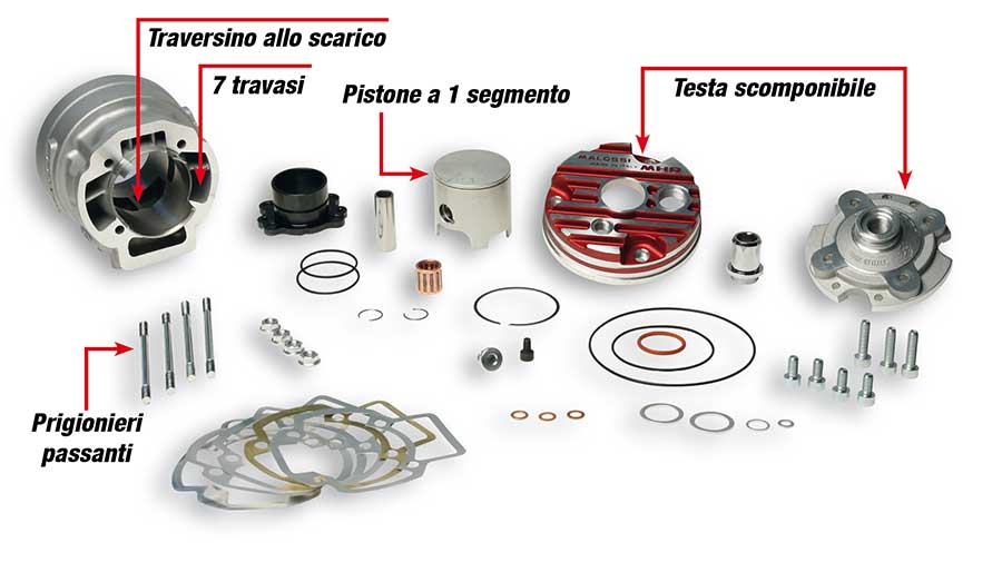 Gruppo termico Ø 52 in alluminio H20 MHR Big Bore Testa Rossa testa scomponibile